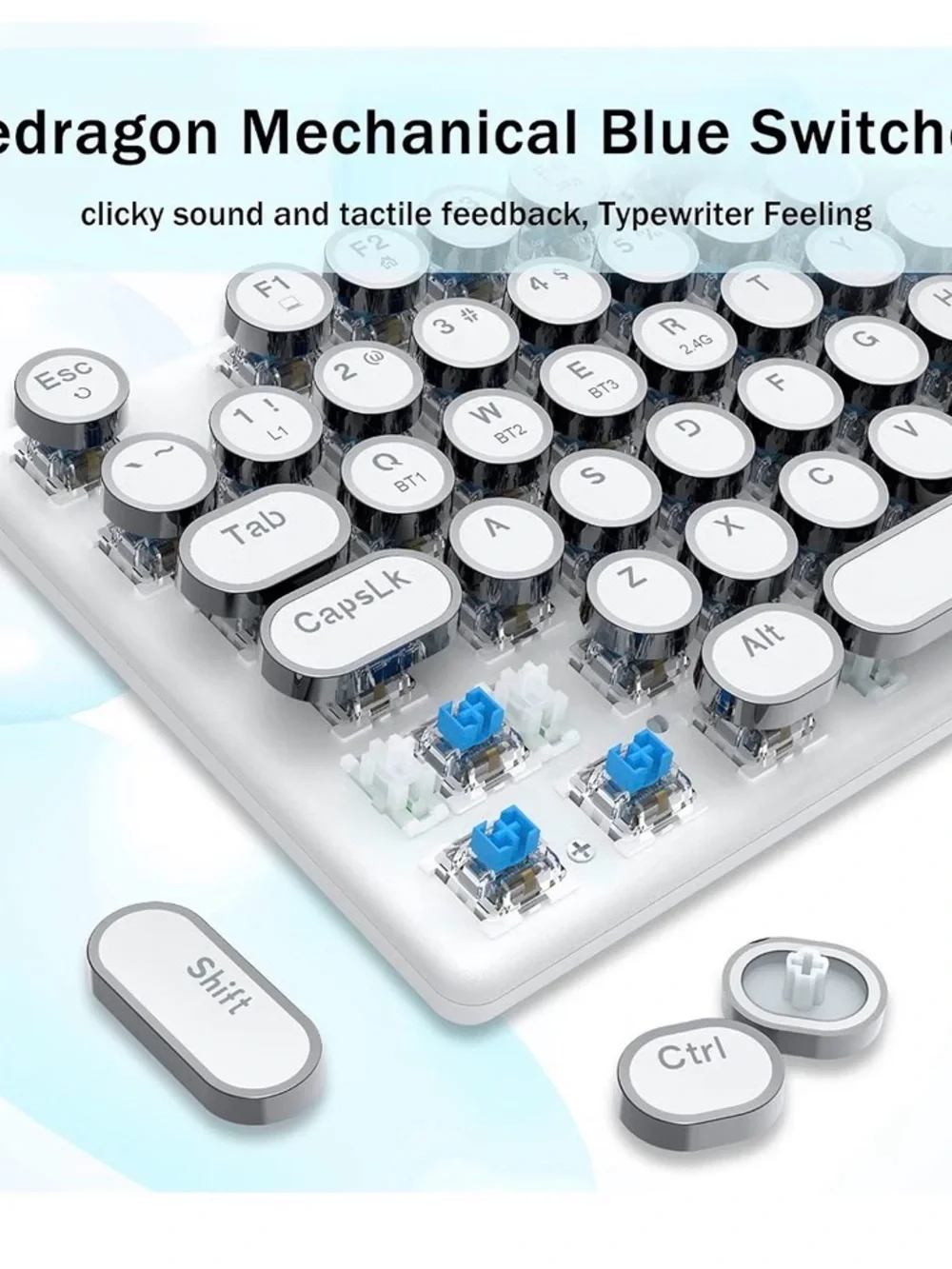 Flare Pro Wireless RGB Retro Round-Key Keyboard - White